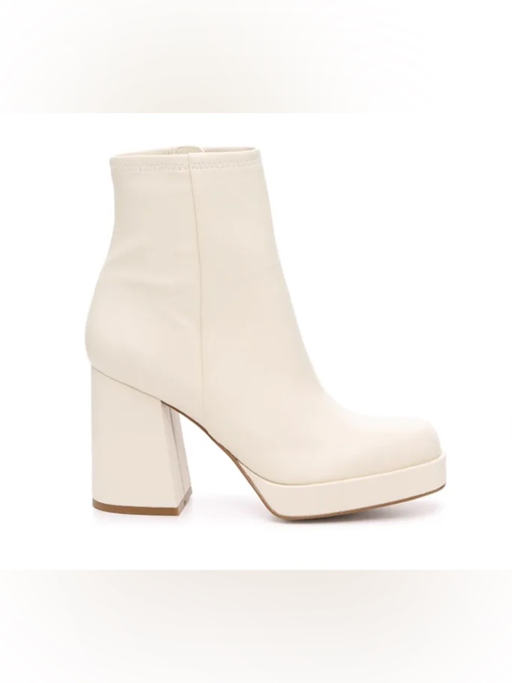 Steve Madden Women’s Cream Platform Block Heel Ankle Boots